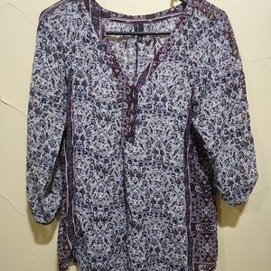 Maurices Blue and Purple Patterned Blouse